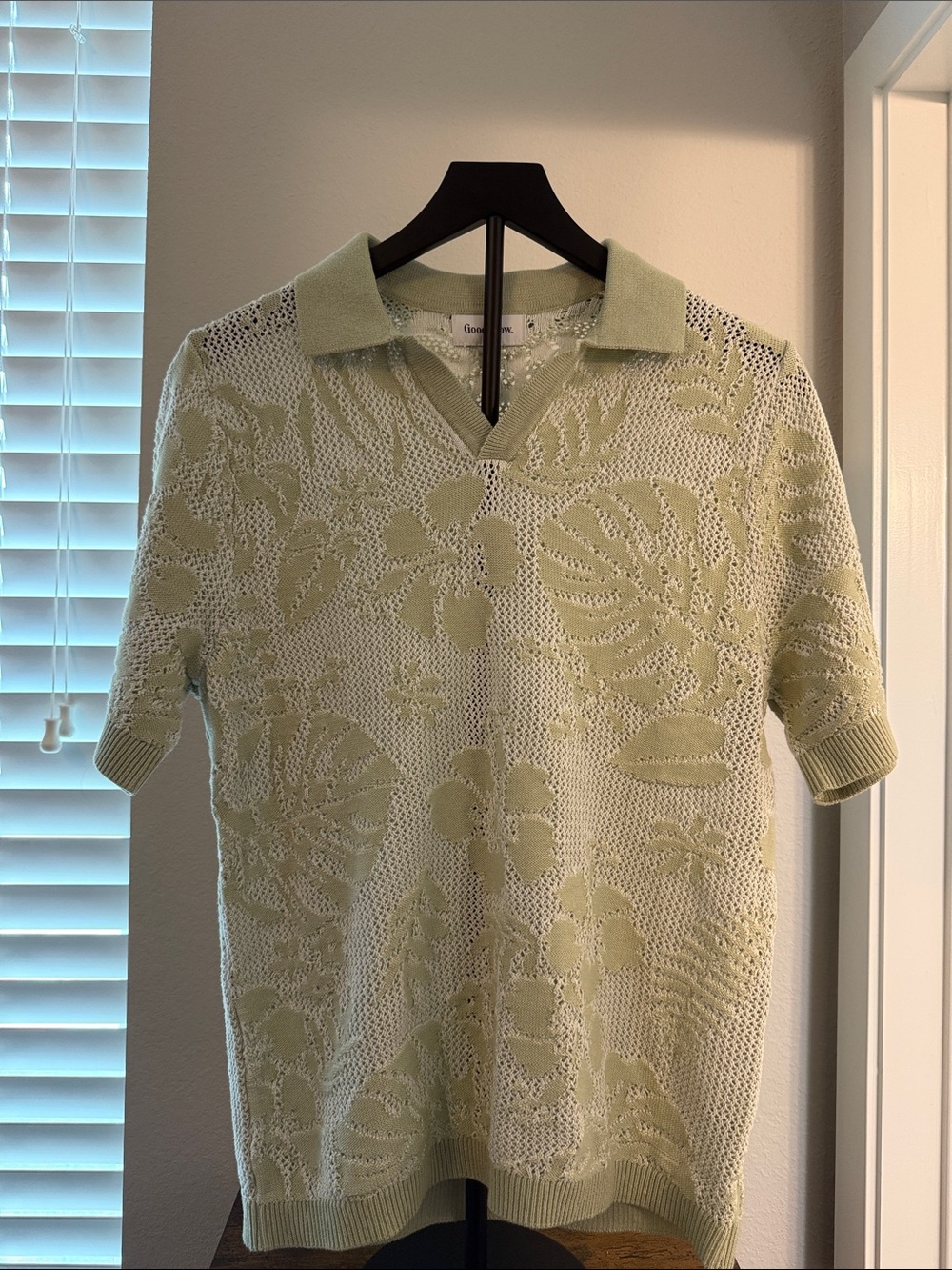 Goodfellow & Co Light Green Leaf Knit Polo